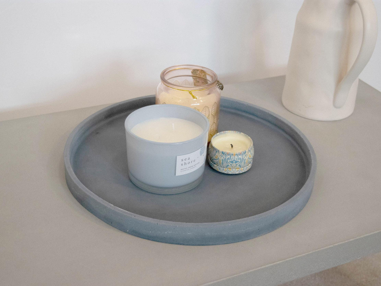 blue decorative concrete tray