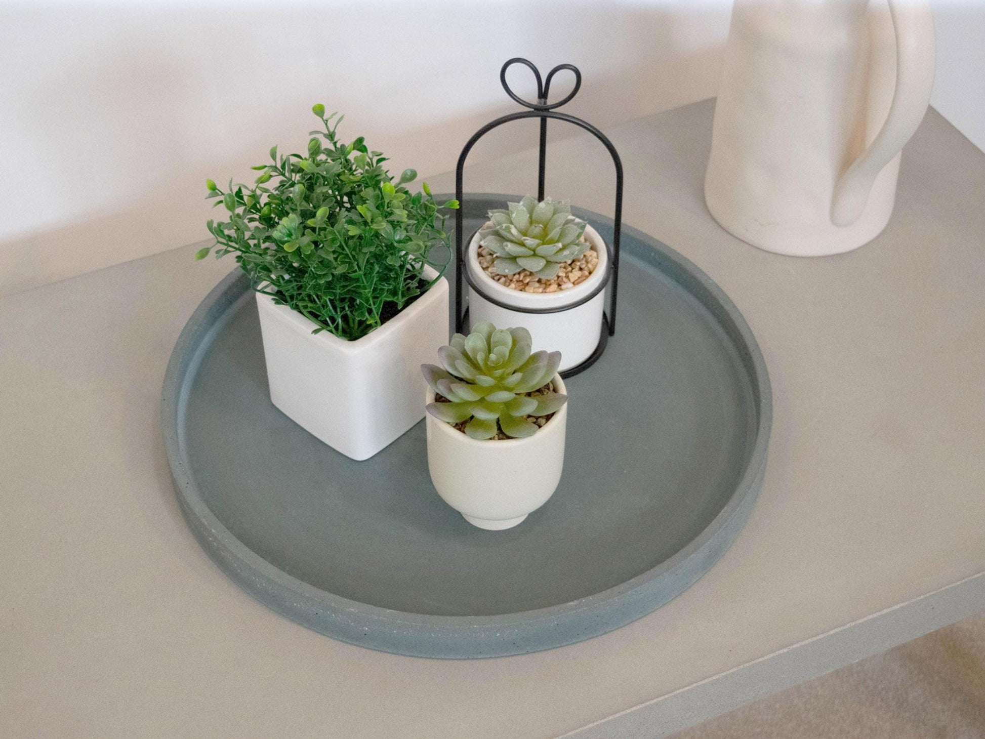 lagoon blue round decorative tray