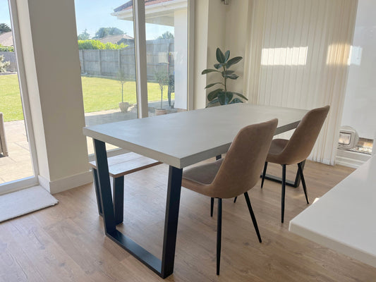 Portland grey concrete dining table