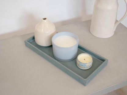 blue  rectangular concrete tray 350 x 150