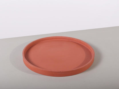 red concrete tray round