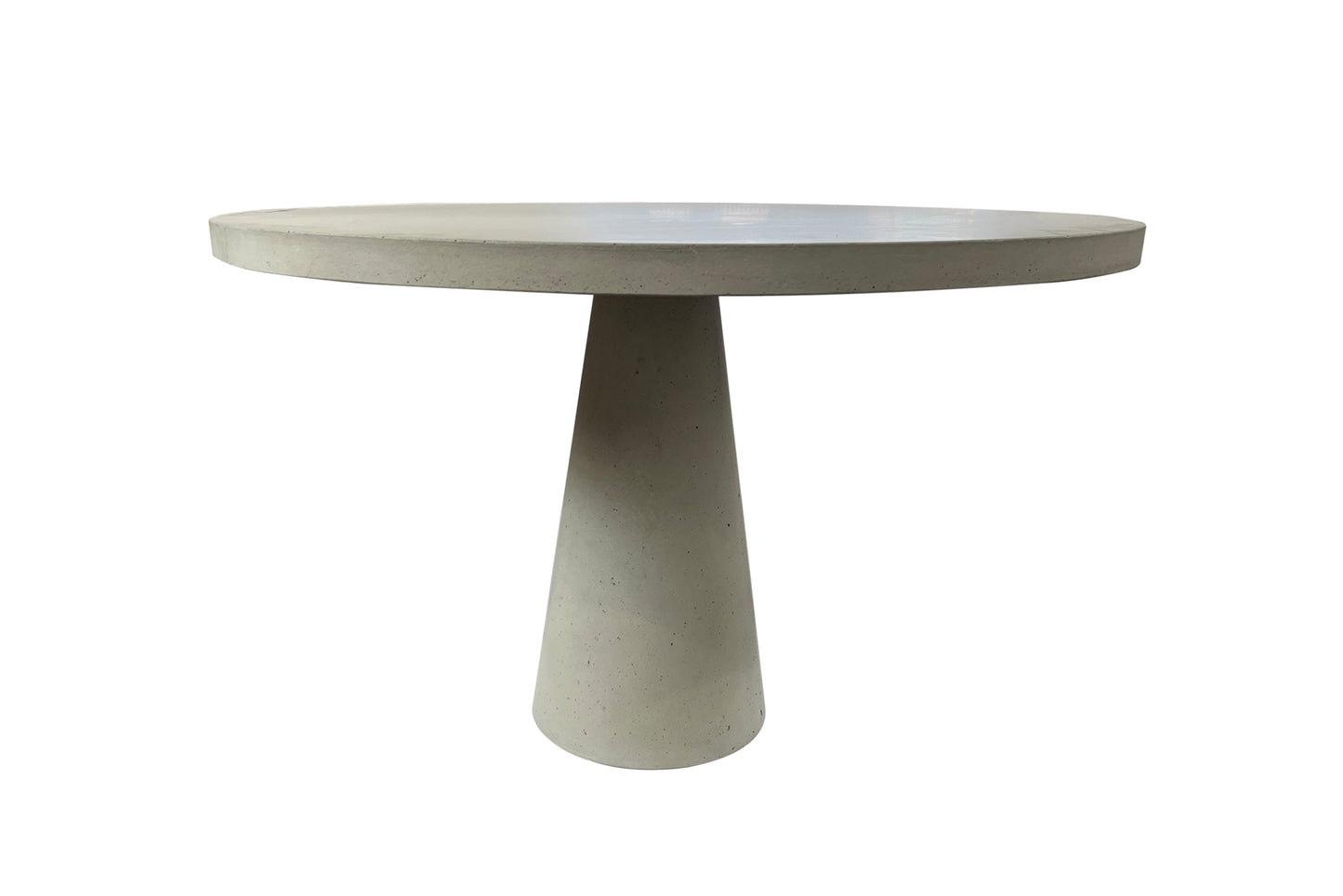 Round concrete table on a white background