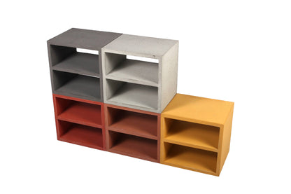 Concrete Shelving | Colourful Cube Shelves