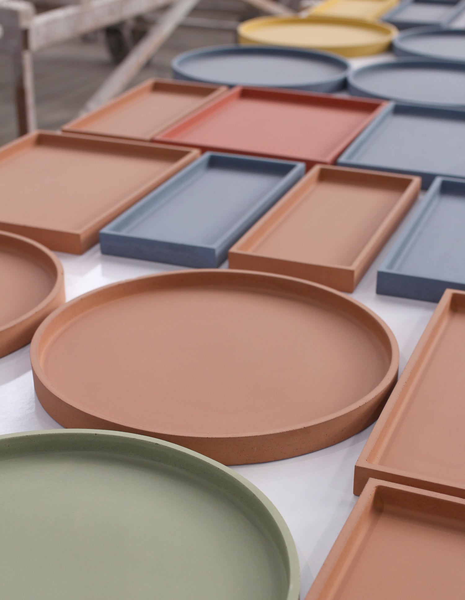 Image of colourful concrete display trays