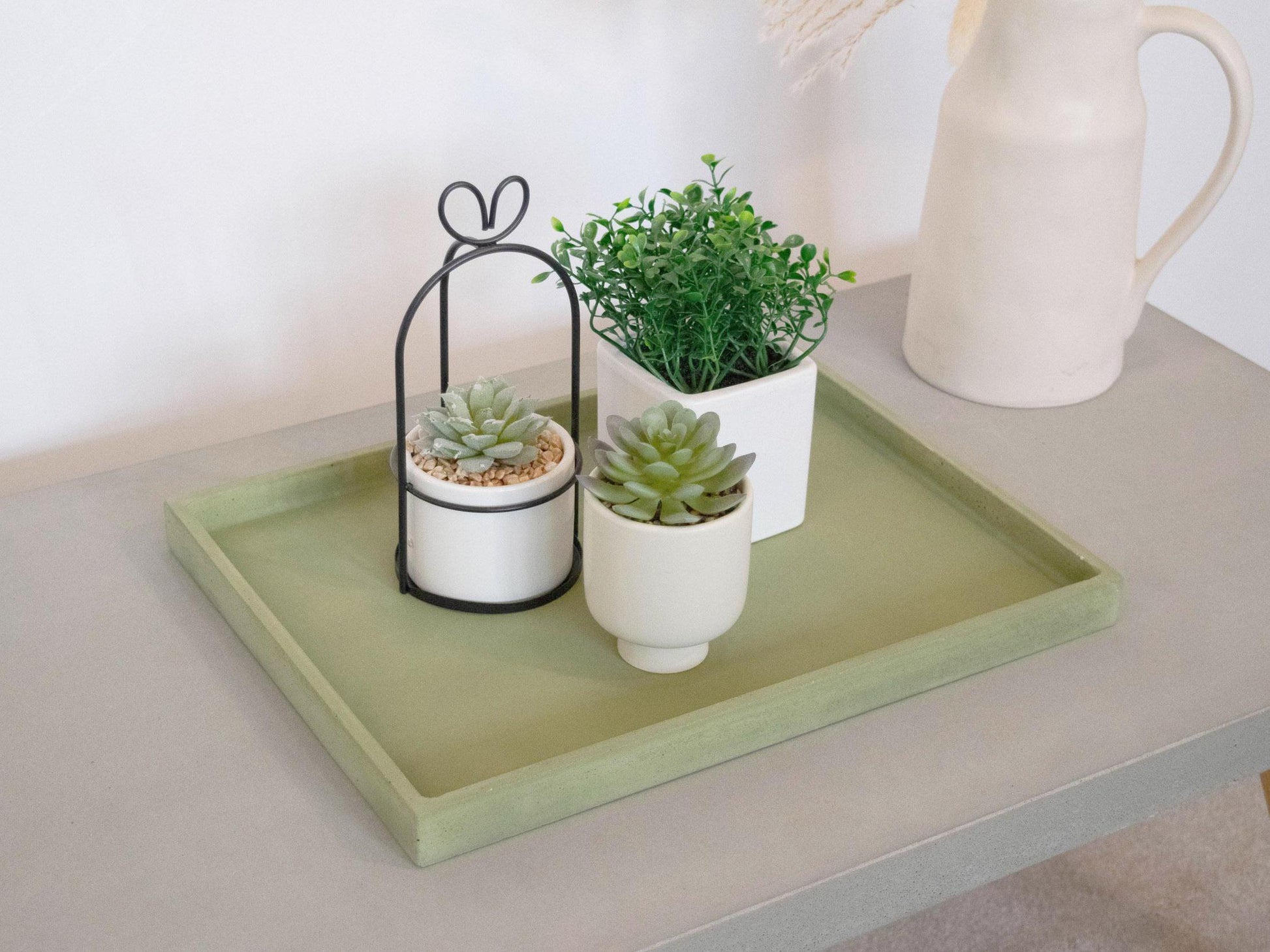 Green large decorative concrete tray