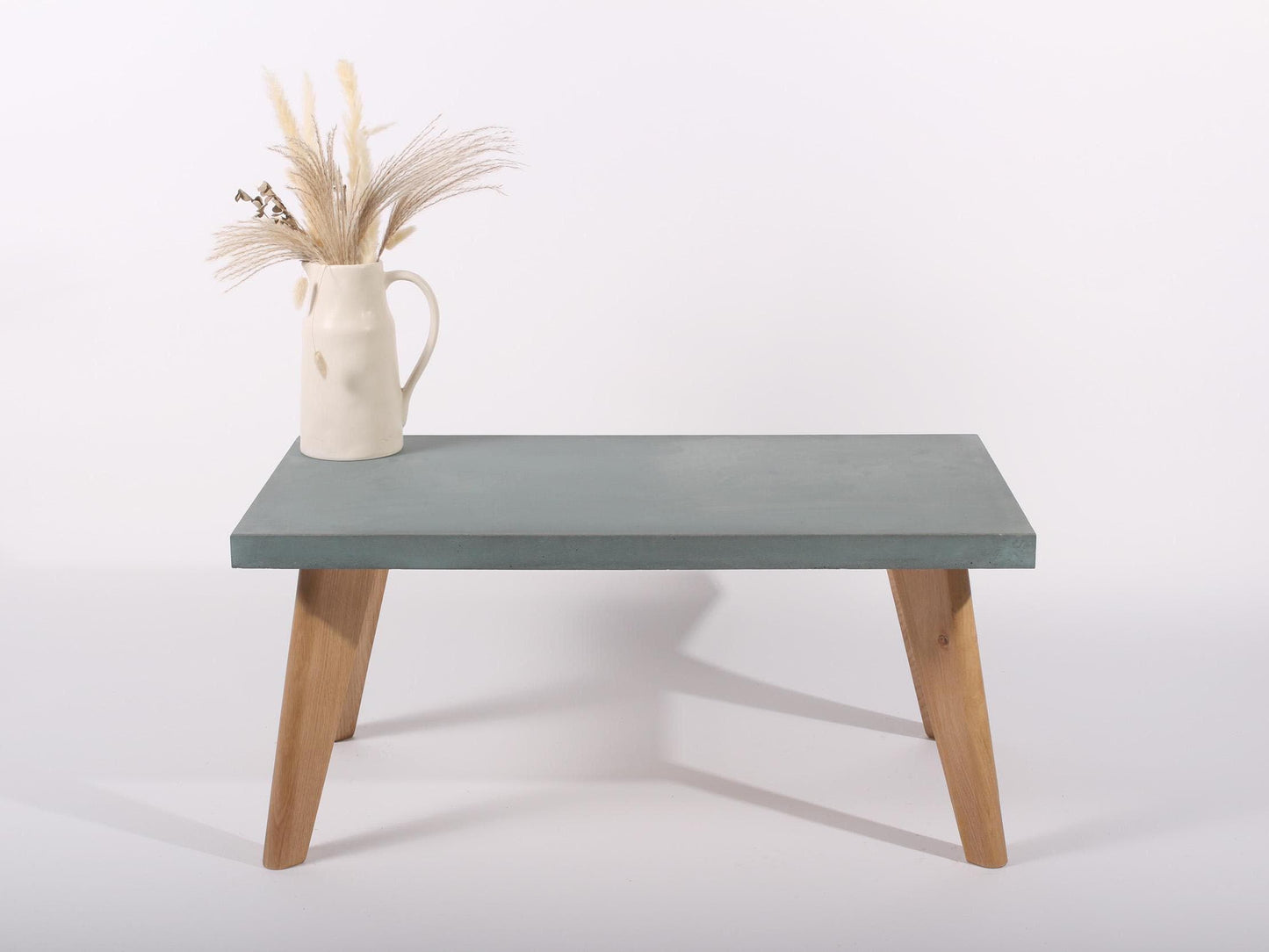 Large lagoon blue concrete table_oak