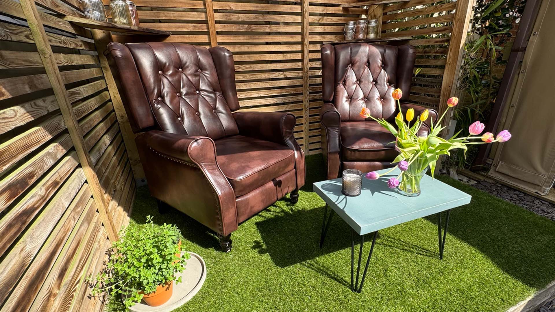 outdoor concrete table with chairs