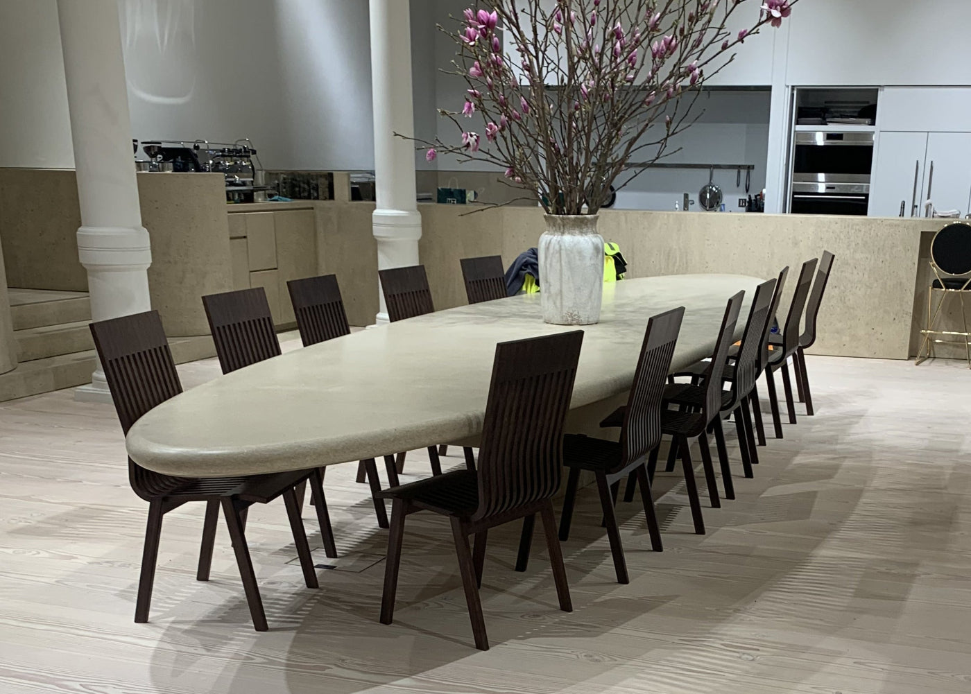 Polished concrete dining table