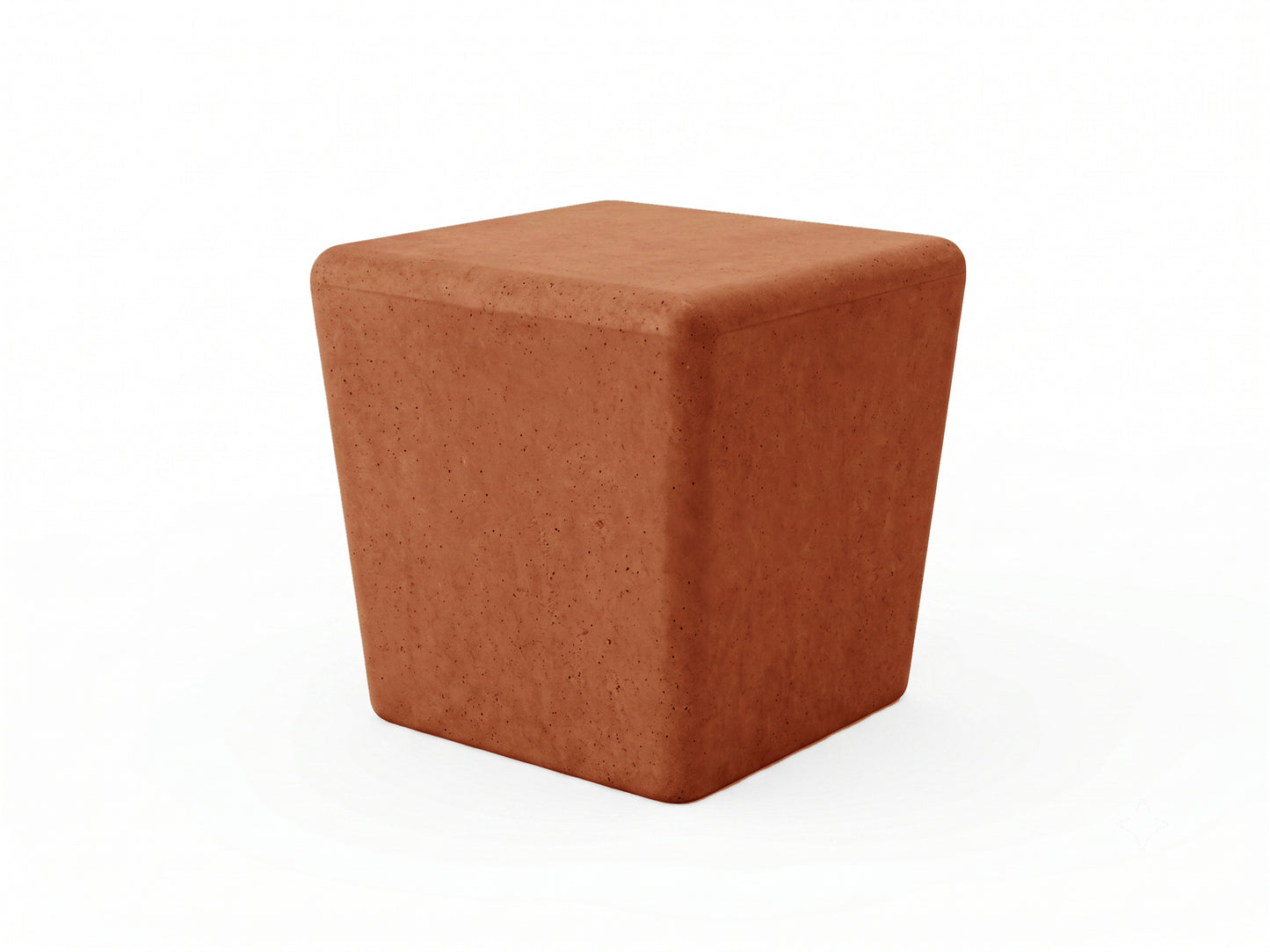 Terracotta concrete stool on a white background
