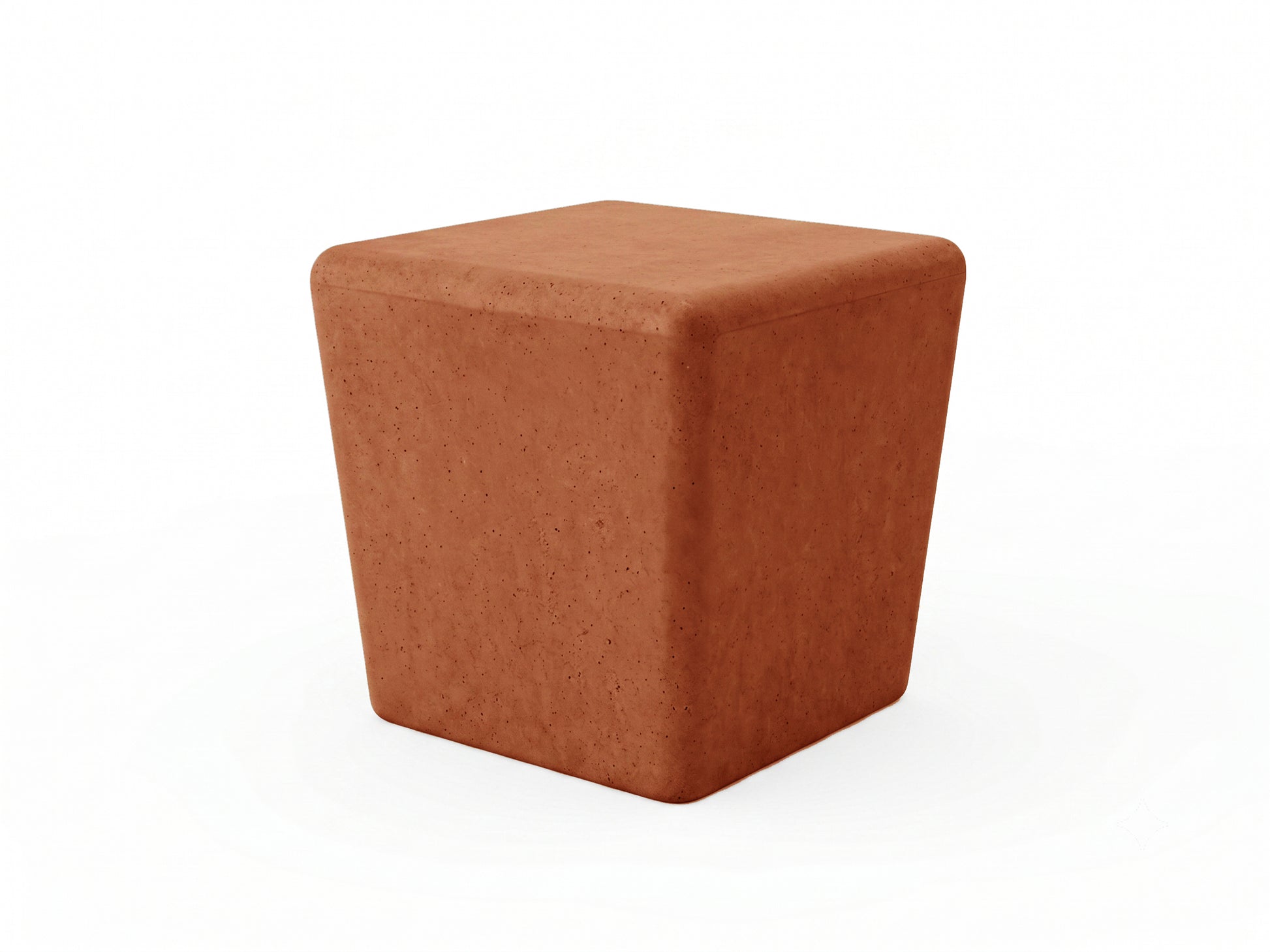 Terracotta concrete stool on a white background