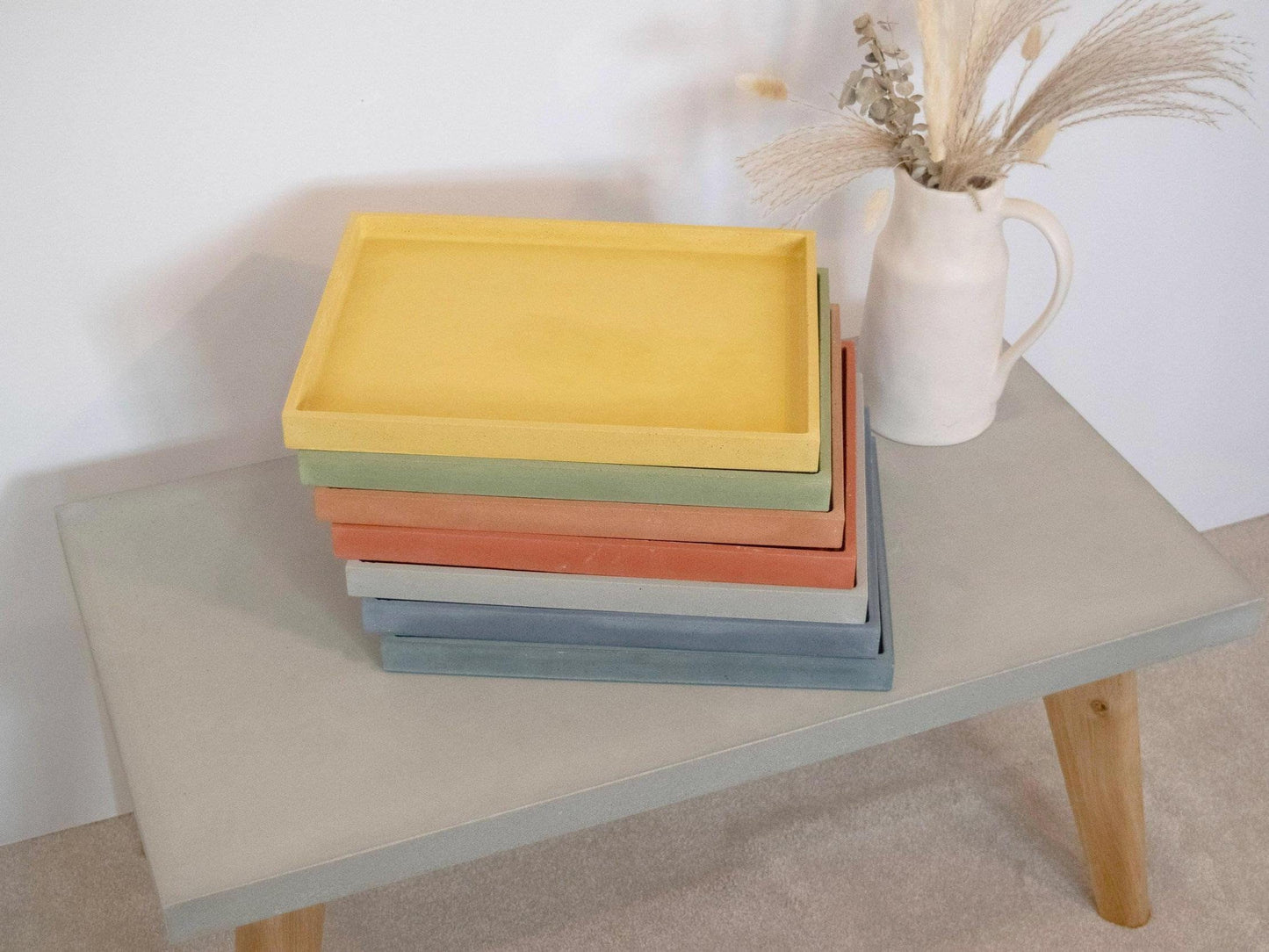 colourful concrete trays