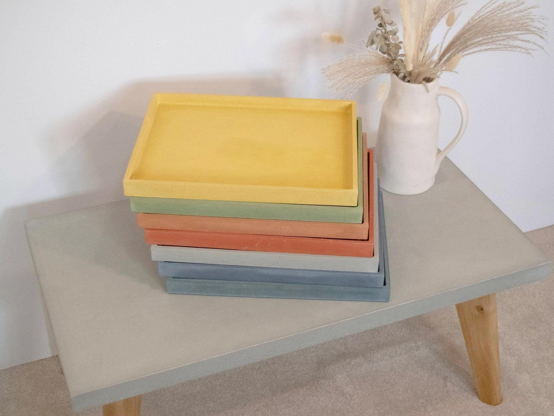 colourful concrete trays
