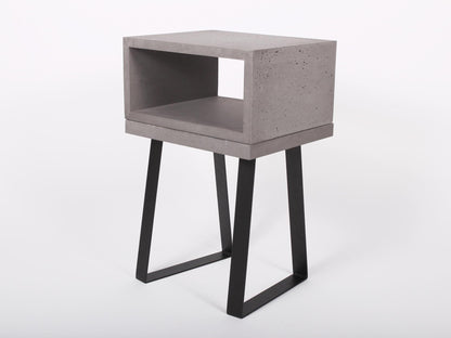 concrete bed side table with shelf