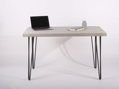 concrete home office desk with hairpin legs