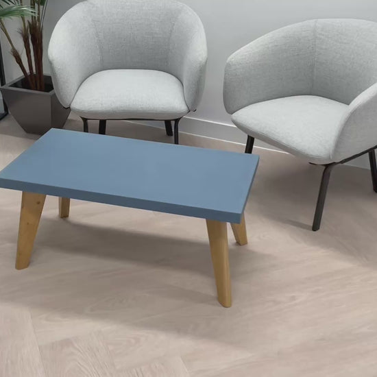 Coffee table video blue in colour and legs