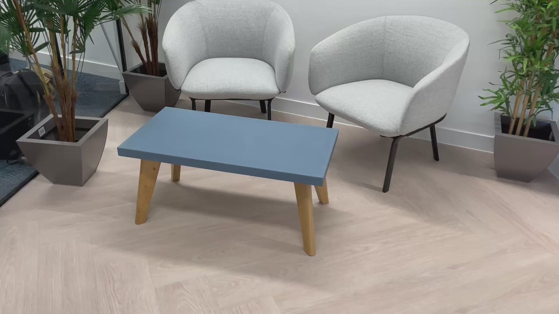 Coffee table video blue in colour and legs