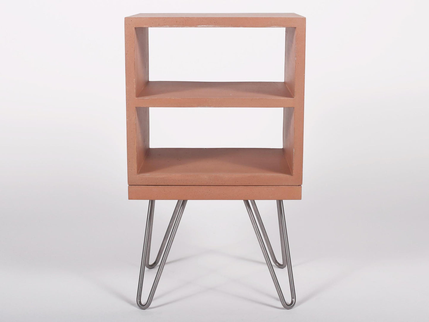 terracotta concrete bedside double shelf_FRONT VIEW
