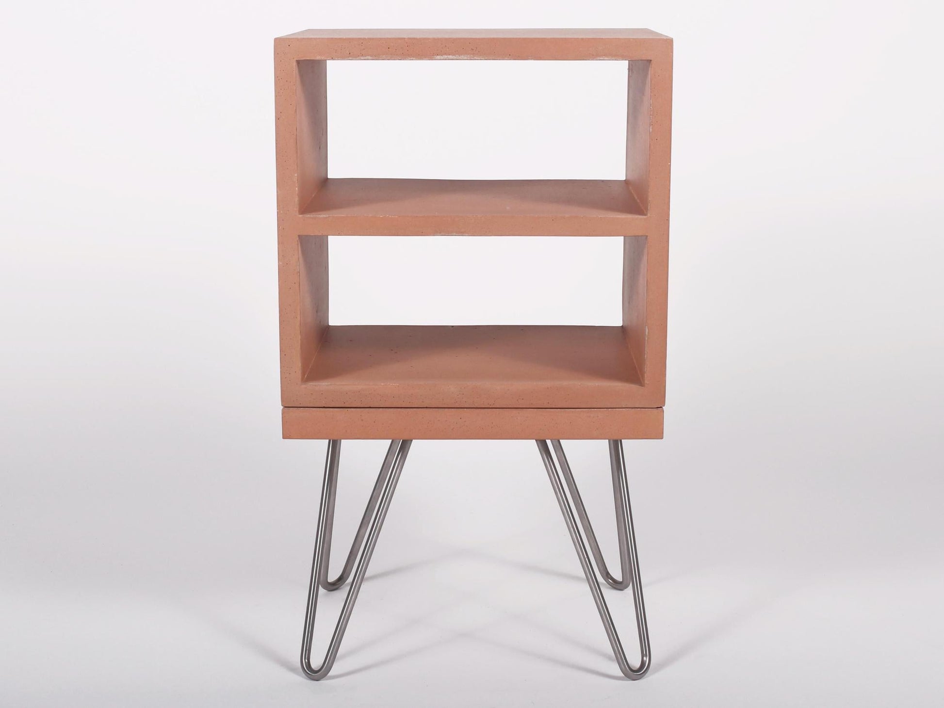 terracotta concrete bedside double shelf_FRONT VIEW